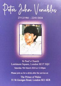 John Venables Funeral at St Pauls Church